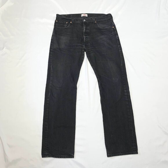 Levi's 501 XX Black Straight Leg Fit Jeans Men's 35x32 Button Fly Cotton Denim - Picture 2 of 8